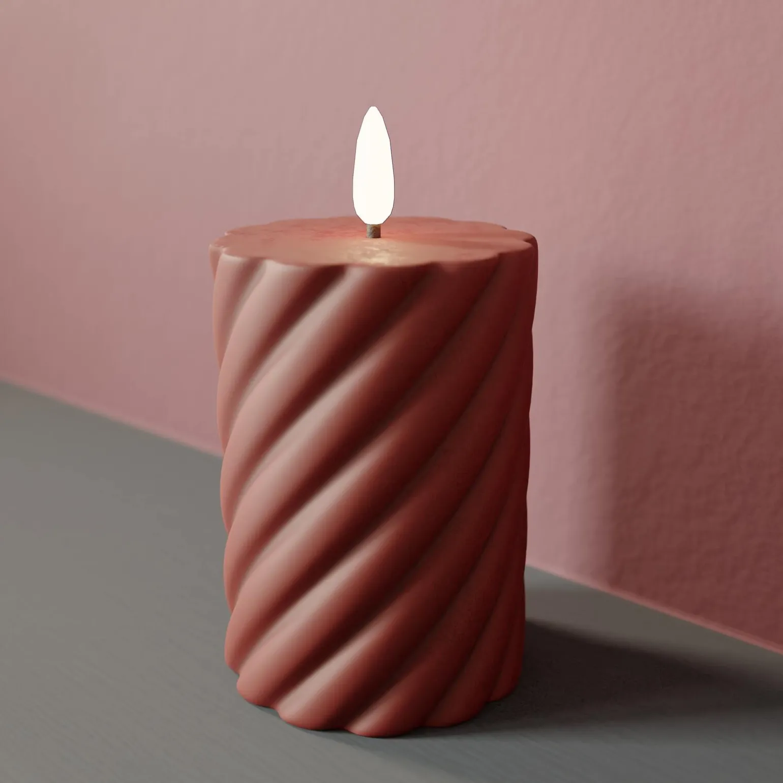 Bougie LED VOLUTA coloris bordeaux diamètre 7,5 cm - 4MURS