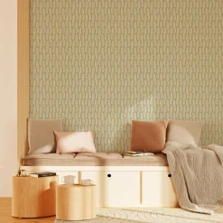 Caselio Papier peint intissé OLÉA vert de gris et doré - 4MURS