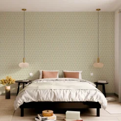Caselio Papier peint intissé OLÉA vert de gris et doré - 4MURS
