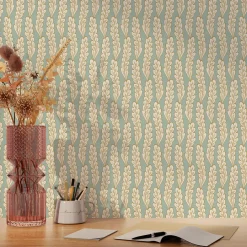 Caselio Papier peint intissé OLÉA vert de gris et doré - 4MURS