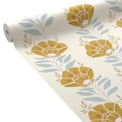 Caselio Papier peint intissé SERAPHINA ocre et bleu ciel - 4MURS