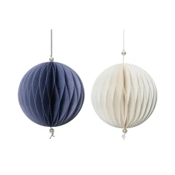 Décoration à suspendre BOULE PAPIER PLIÉ Bleu et blanc - 4MURS