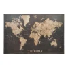 Décoration murale en bois WORLD MAP coloris bois et noir - 4MURS