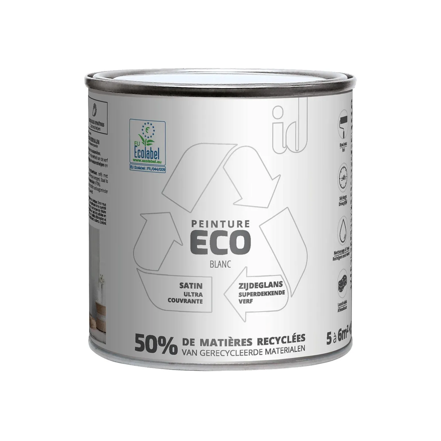 ECO ID Peinture ECO Peinture blanc Satiné 0,5 L - 4MURS