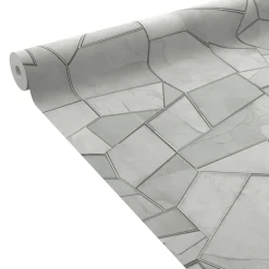 ELLE DECORATION Papier peint intissé DWEN blanc et argenté - 4MURS