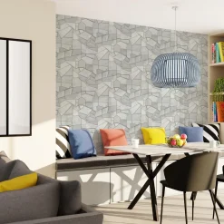 ELLE DECORATION Papier peint intissé DWEN blanc et argenté - 4MURS