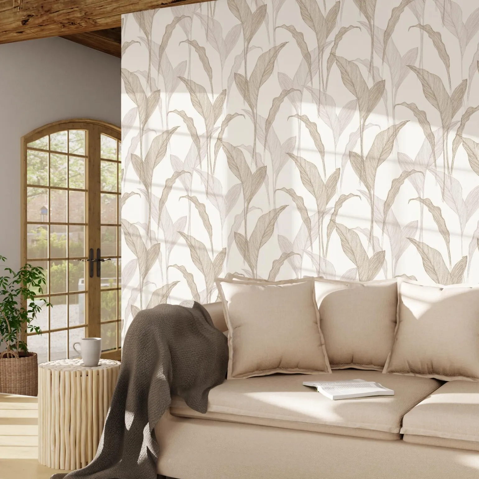 ELLE DECORATION Papier peint intissé MARJORY blanc et doré - 4MURS