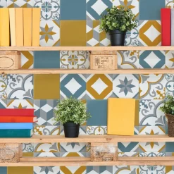 Grosfillex Revêtement adhésif SOCHIC SQUARE VOLUTE bleu - 4MURS