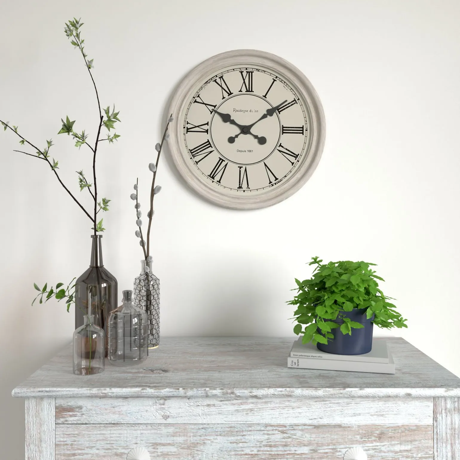 Horloge en bois CLOTHILDE coloris blanc - 4MURS