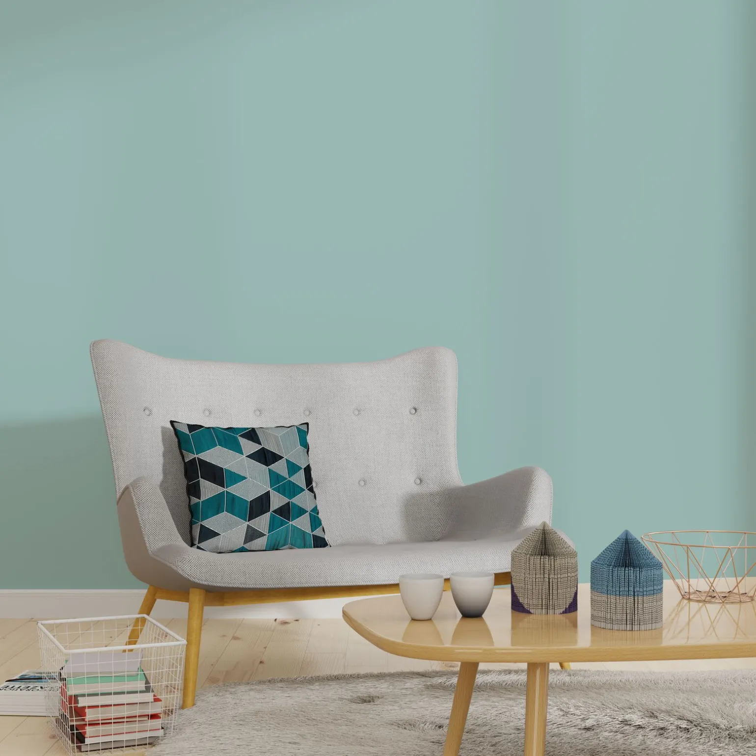 Housse de coussin ARLETTY coloris bleu vert 40 x 40 cm - 4MURS