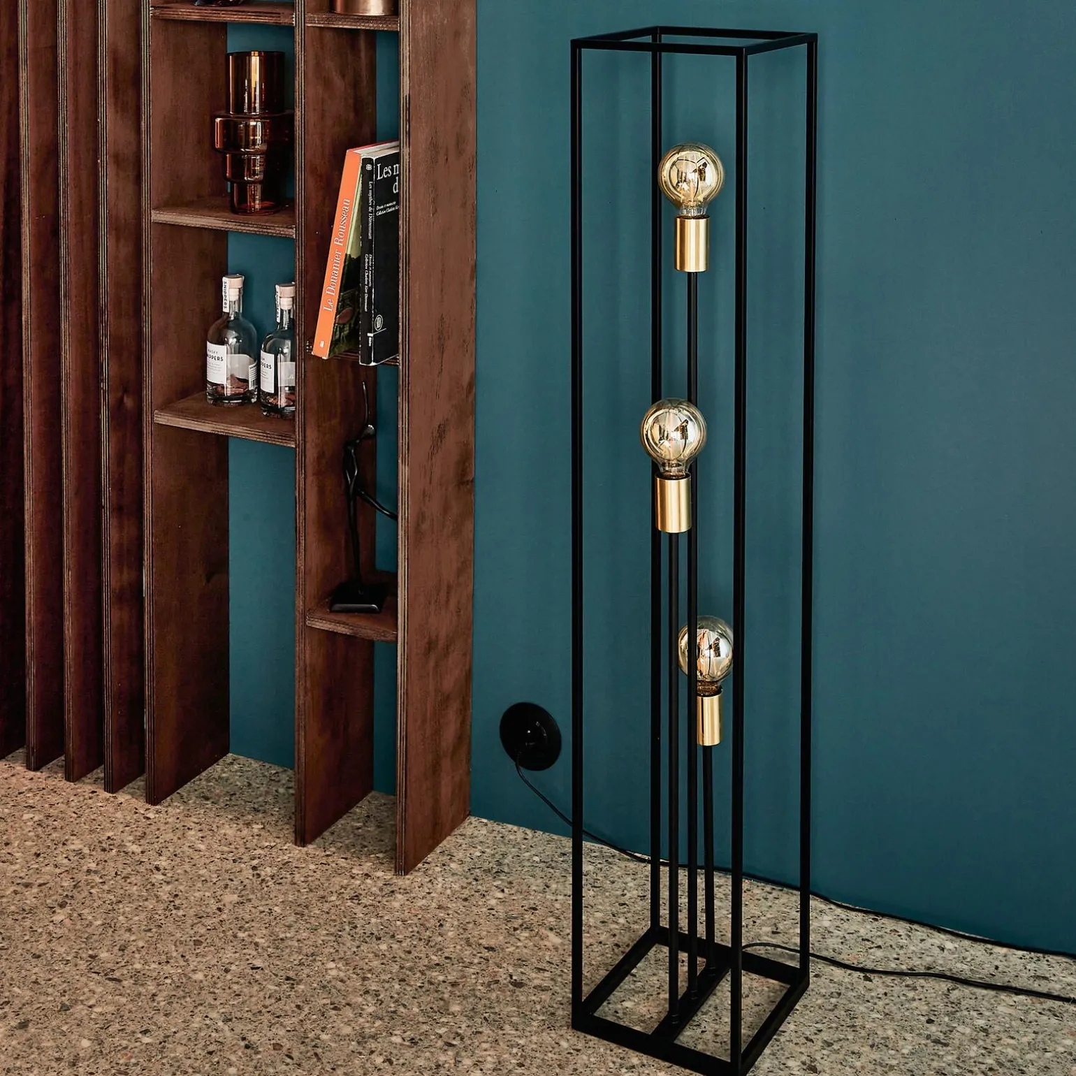 Lampadaire RUBEN coloris noir et or - 4MURS