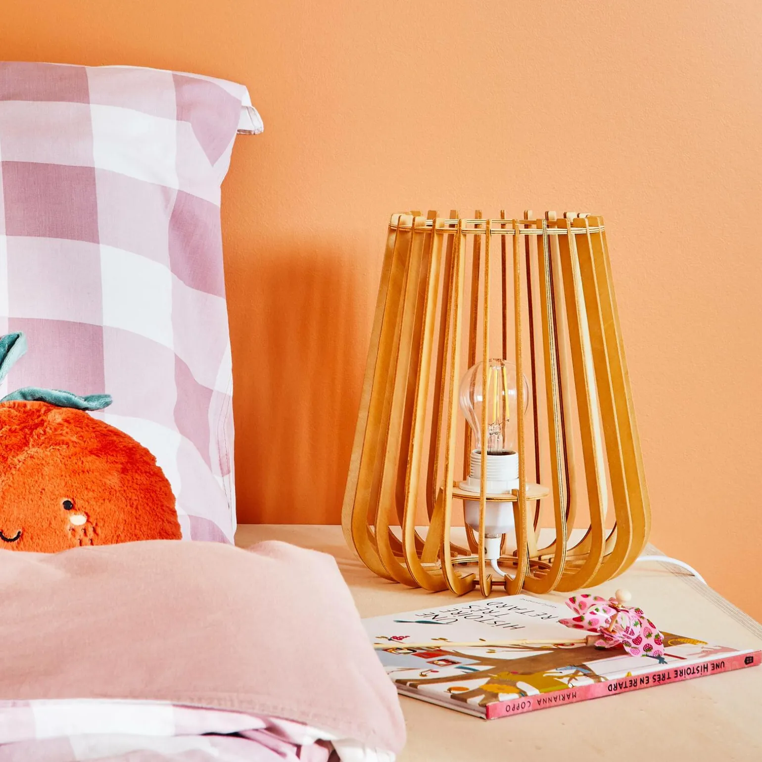 Lampe à poser ELSA coloris bois clair 29 x 25 cm - 4MURS