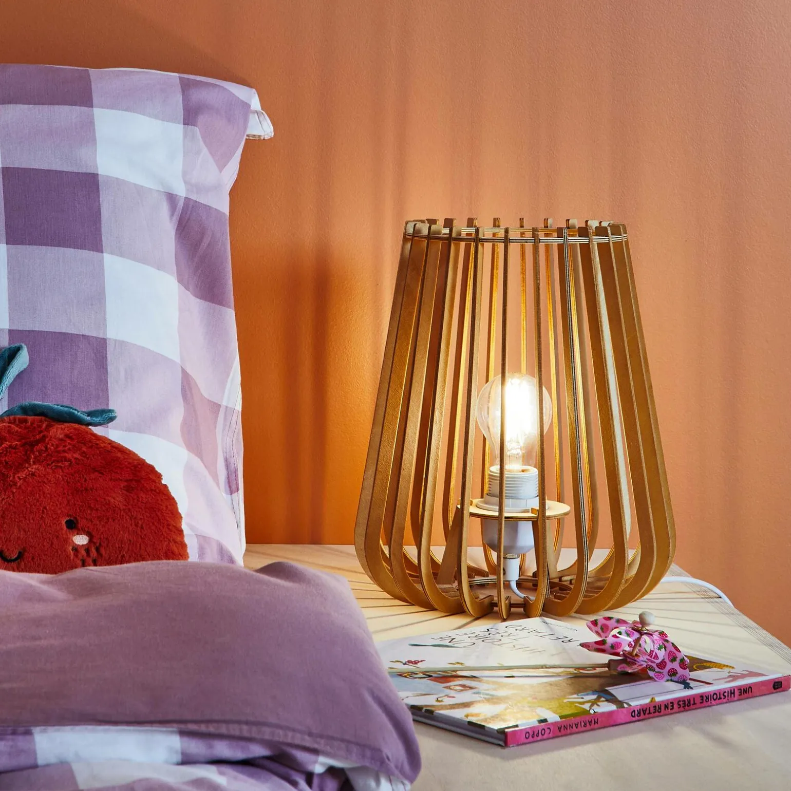 Lampe à poser ELSA coloris bois clair 29 x 25 cm - 4MURS