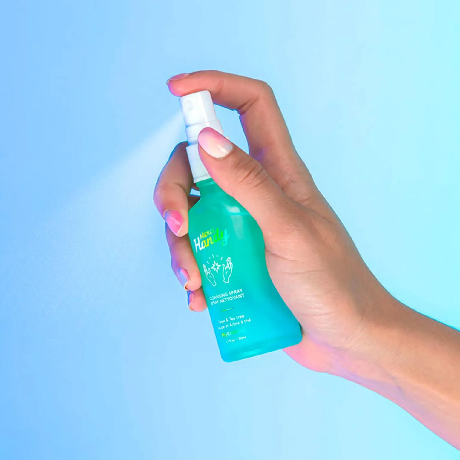 Merci Handy Gel mains SPRAY NETTOYANT PURIFIANT sauge et tea tree