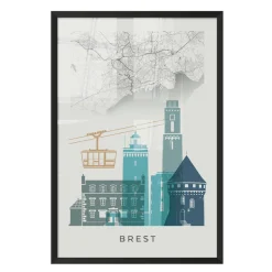 4MURS Image encadrée MAP BREST 40 x 60 cm - 4MURS