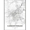 4MURS Image encadrée MAP CLERMONT FERRAND 50 x 70 cm - 4MURS