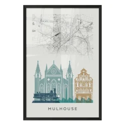 4MURS Image encadrée MAP MULHOUSE 40 x 60 cm - 4MURS
