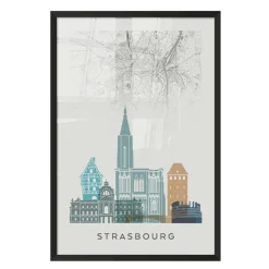 4MURS Image encadrée MAP STRASBOURG 40 x 60 cm - 4MURS