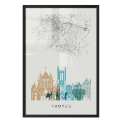 4MURS Image encadrée MAP TROYES 40 x 60 cm - 4MURS