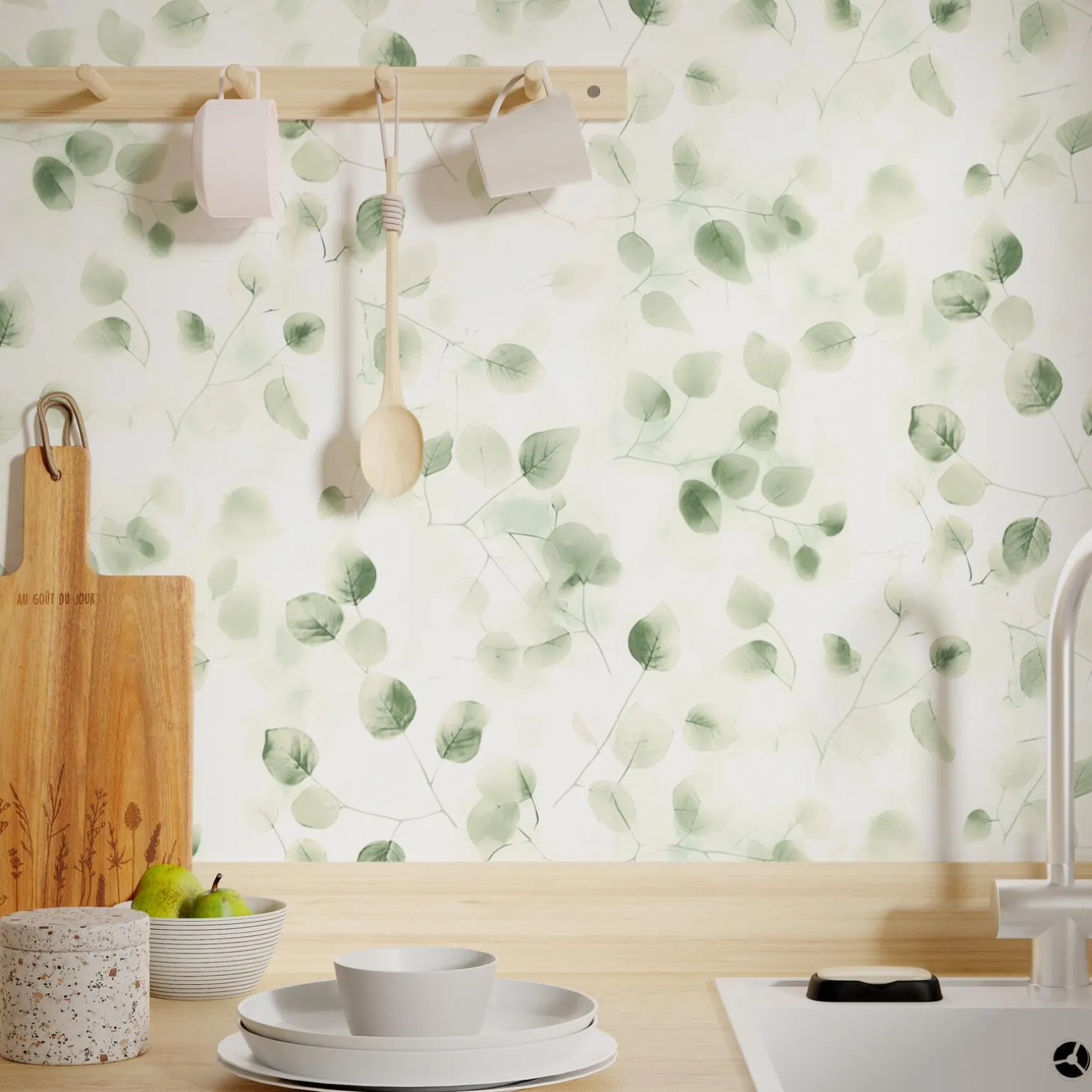 4MURS Papier peint intissé EFFIE coloris vert feuille - 4MURS