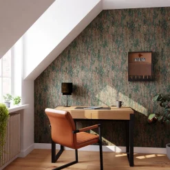 4MURS Papier peint intissé BROCK vert mousse et rouille - 4MURS