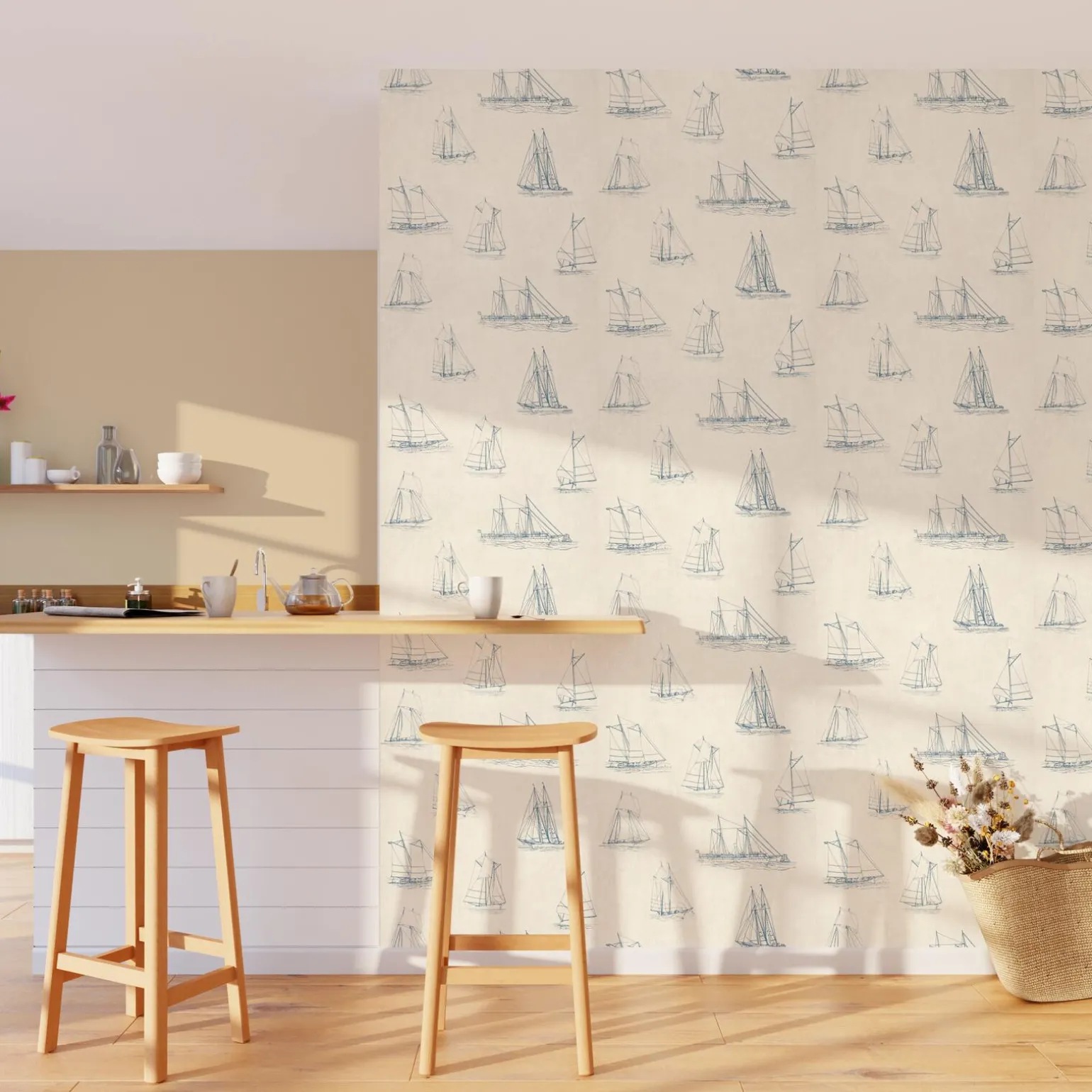 4MURS Papier peint intissé NAUTICA coloris blanc crème - 4MURS