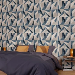 4MURS Papier peint intissé DAVENPORT coloris bleu grisé - 4MURS