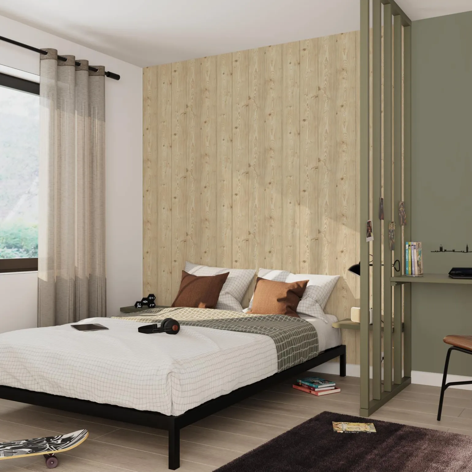 4MURS Papier peint intissé BROOKWOOD coloris bois chaud - 4MURS