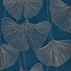 4MURS Papier peint intissé GINKGO coloris bleu nuit - 4MURS