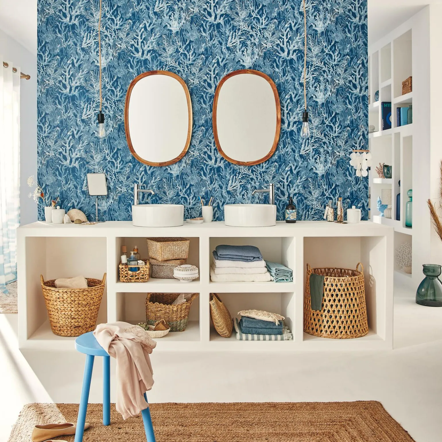 4MURS Papier peint intissé CORALS coloris bleu marin - 4MURS