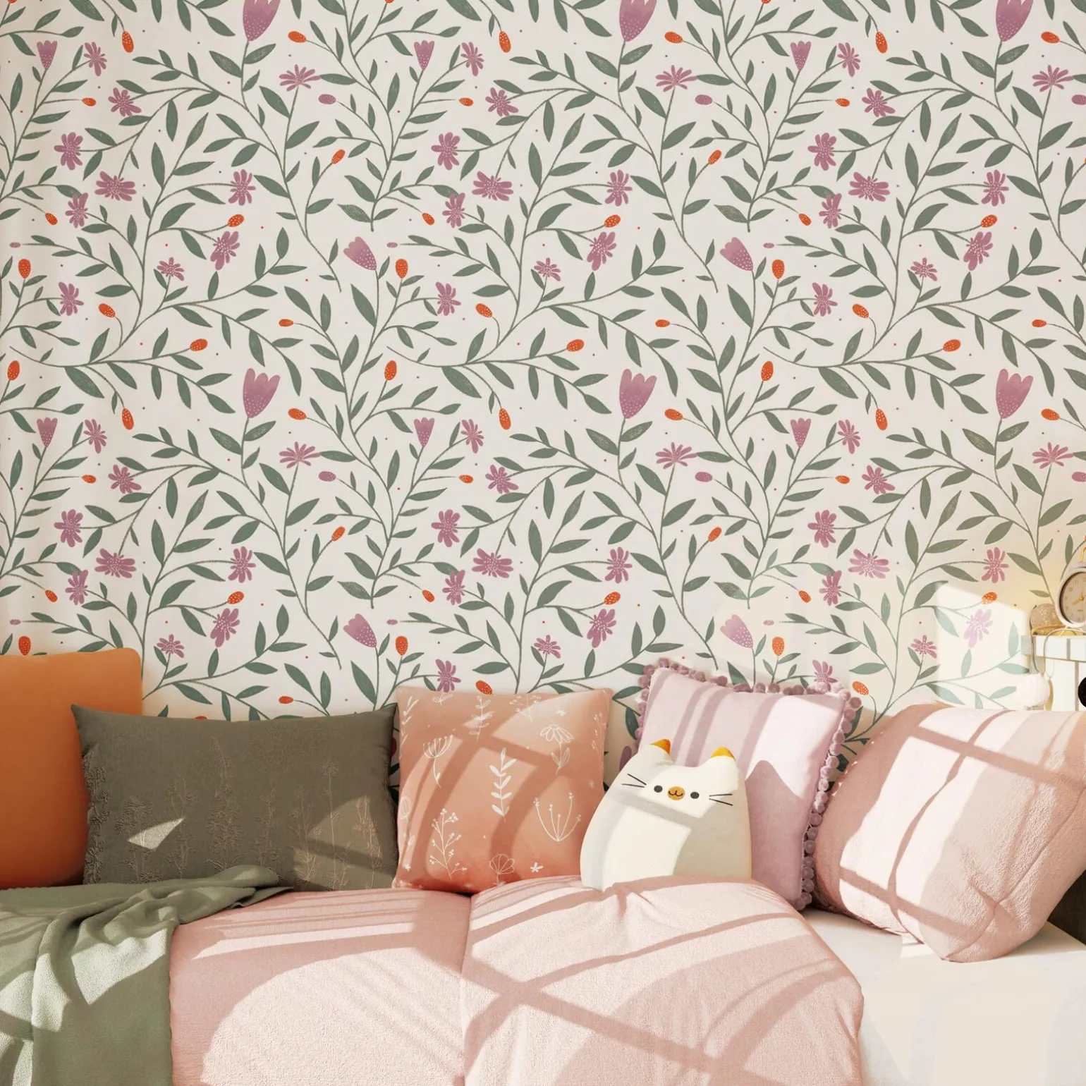 4MURS Papier peint intissé TULIPS mauve et vert émeraude - 4MURS