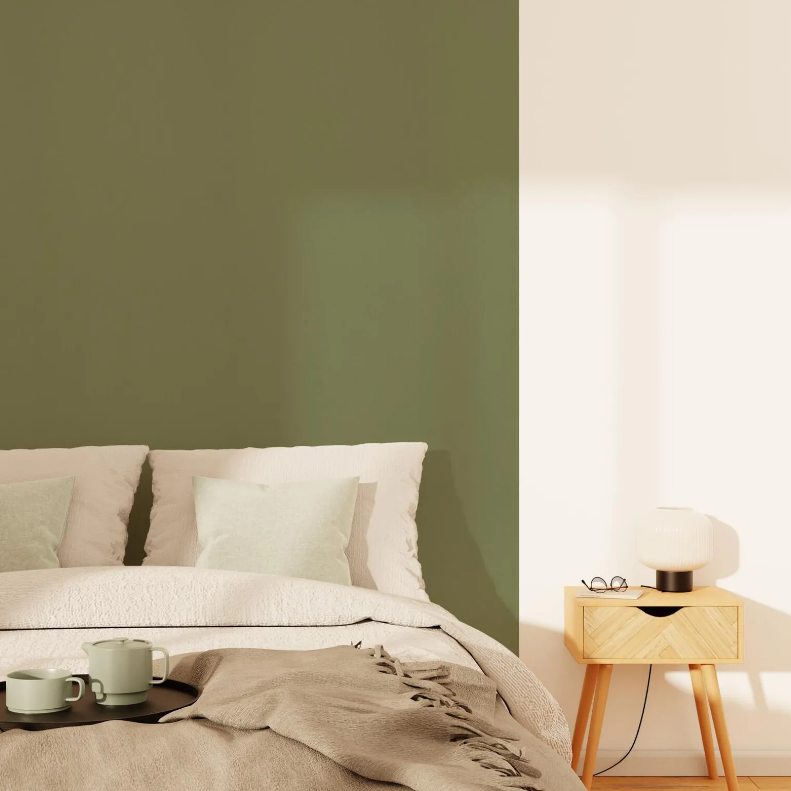 4MURS Papier peint intissé OPAL coloris vert olive - 4MURS