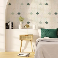 4MURS Papier peint intissé REBECCA coloris Blanc et vert - 4MURS