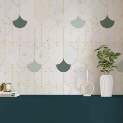 4MURS Papier peint intissé REBECCA coloris Blanc et vert - 4MURS