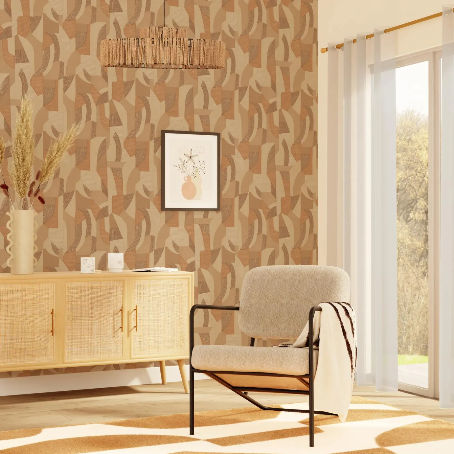 4MURS Papier peint intissé DAMARA coloris terracotta - 4MURS