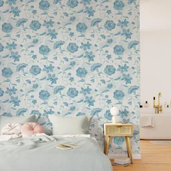4MURS Papier peint intissé AMBROISE coloris bleu acier - 4MURS