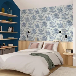 4MURS Papier peint intissé JOUY coloris bleu indigo - 4MURS