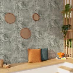 4MURS Papier peint vinyle YUCCA coloris vert de gris - 4MURS