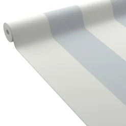 4MURS Papier peint vinyle PODIUM STRIPE bleu grisé et blanc - 4MURS