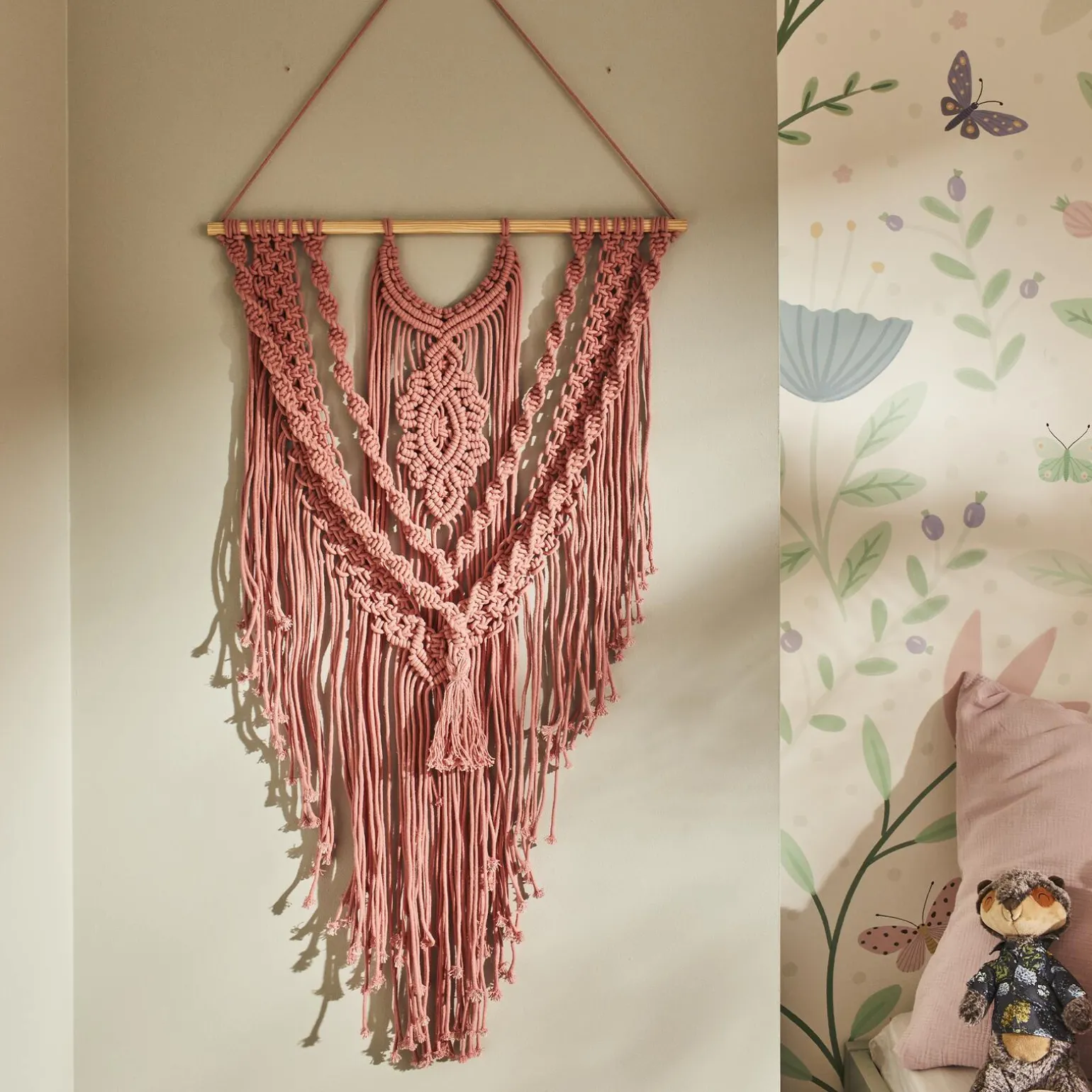 4MURS Suspension en macramé SURI coloris rose - 4MURS