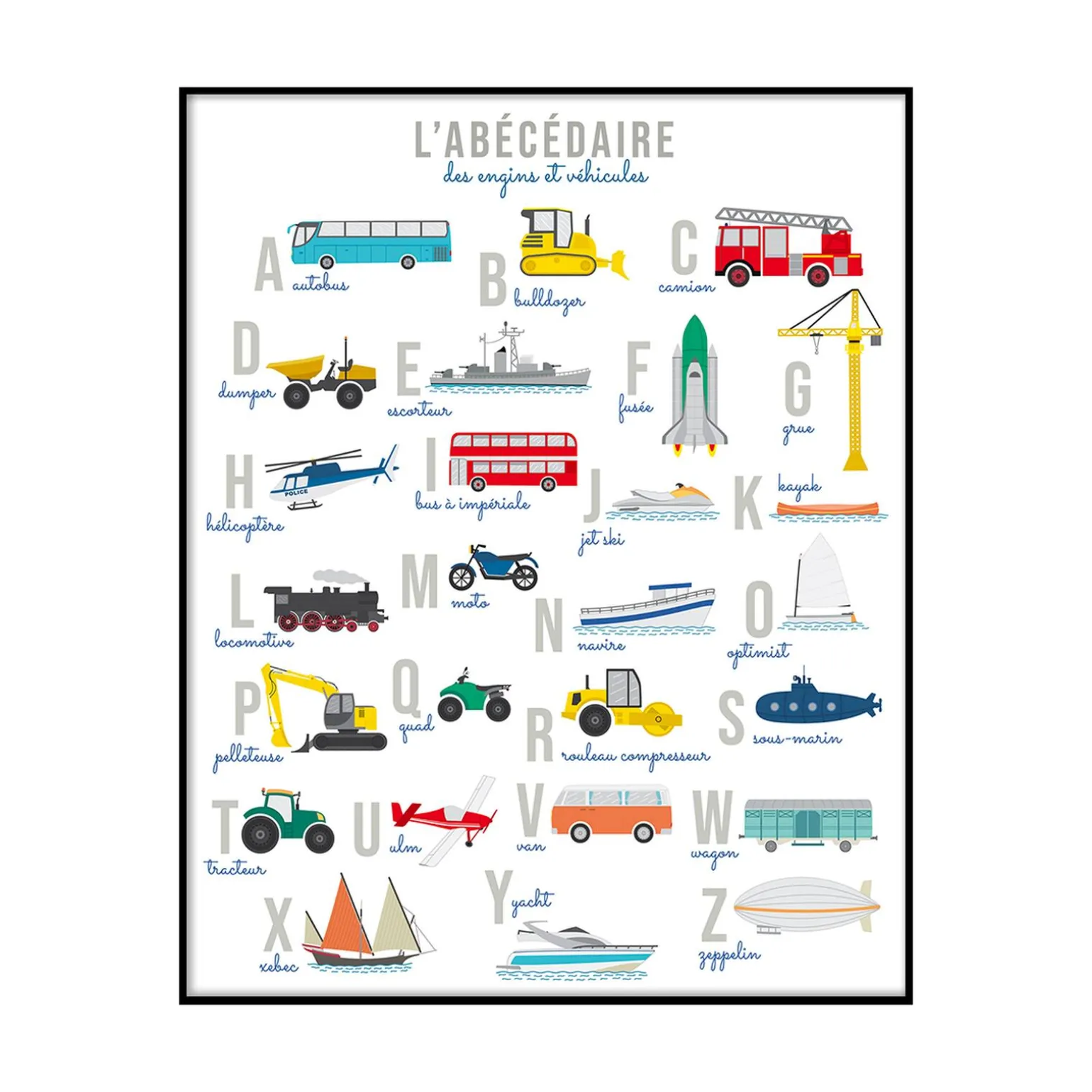 4MURS Tableau ABÉCÉDAIRE LITTLE MOTORS coloris multicolore - 4MURS