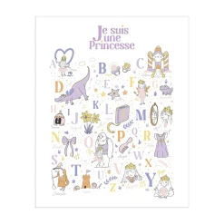4MURS Tableau ABECEDAIRE JE SUIS UNE PRINCESSE multicolore - 4MURS