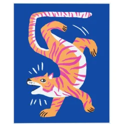 4MURS Tableau HAPPY TIGER coloris bleu et orange - 4MURS