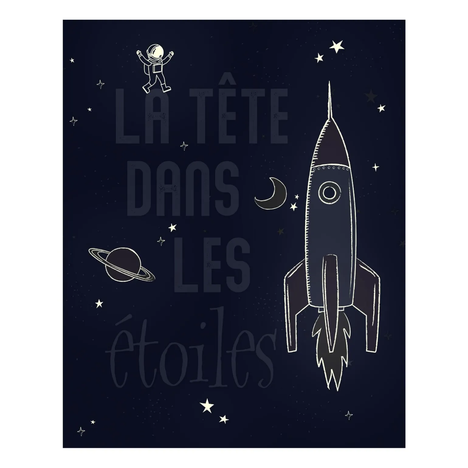 4MURS Toile imprimée phosphorescente ASTRONAUT 40 x 50 cm - 4MURS
