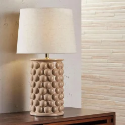 Ostaria Lampe à poser POMPON coloris beige 44 x 22 cm - 4MURS
