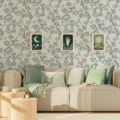 Papier peint intissé ALBIZIA coloris vert de gris - 4MURS