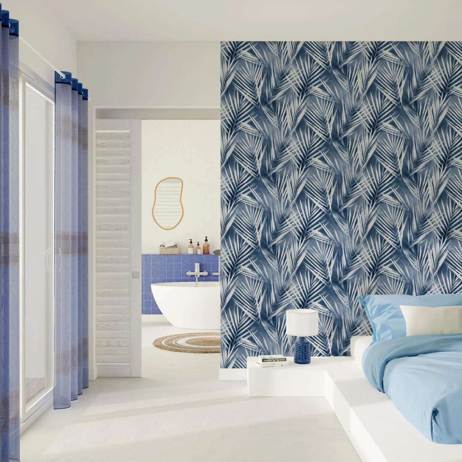 Papier peint intissé AMARA coloris bleu marine - 4MURS