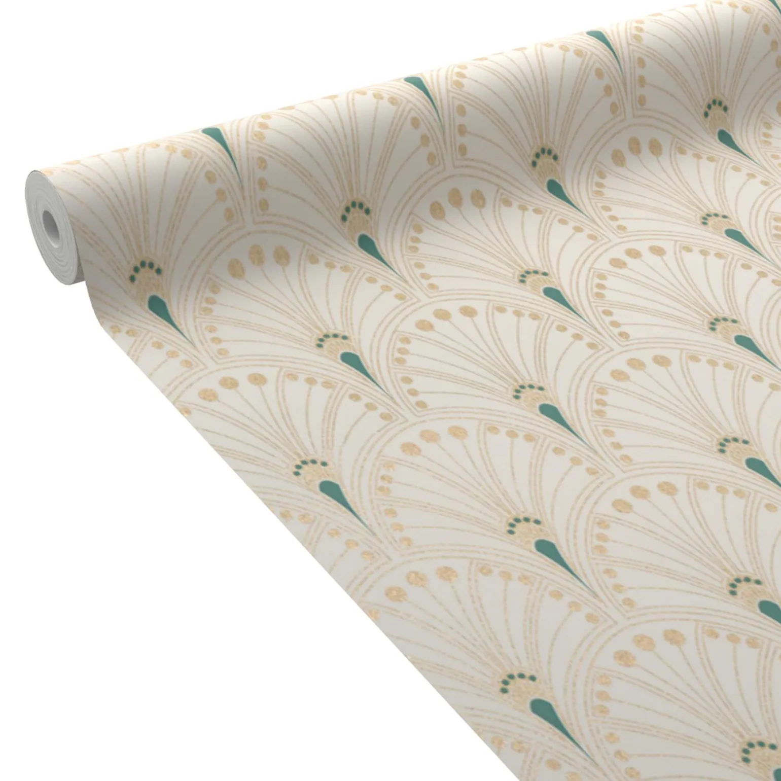 Papier peint intissé ASSIAH coloris blanc et doré - 4MURS