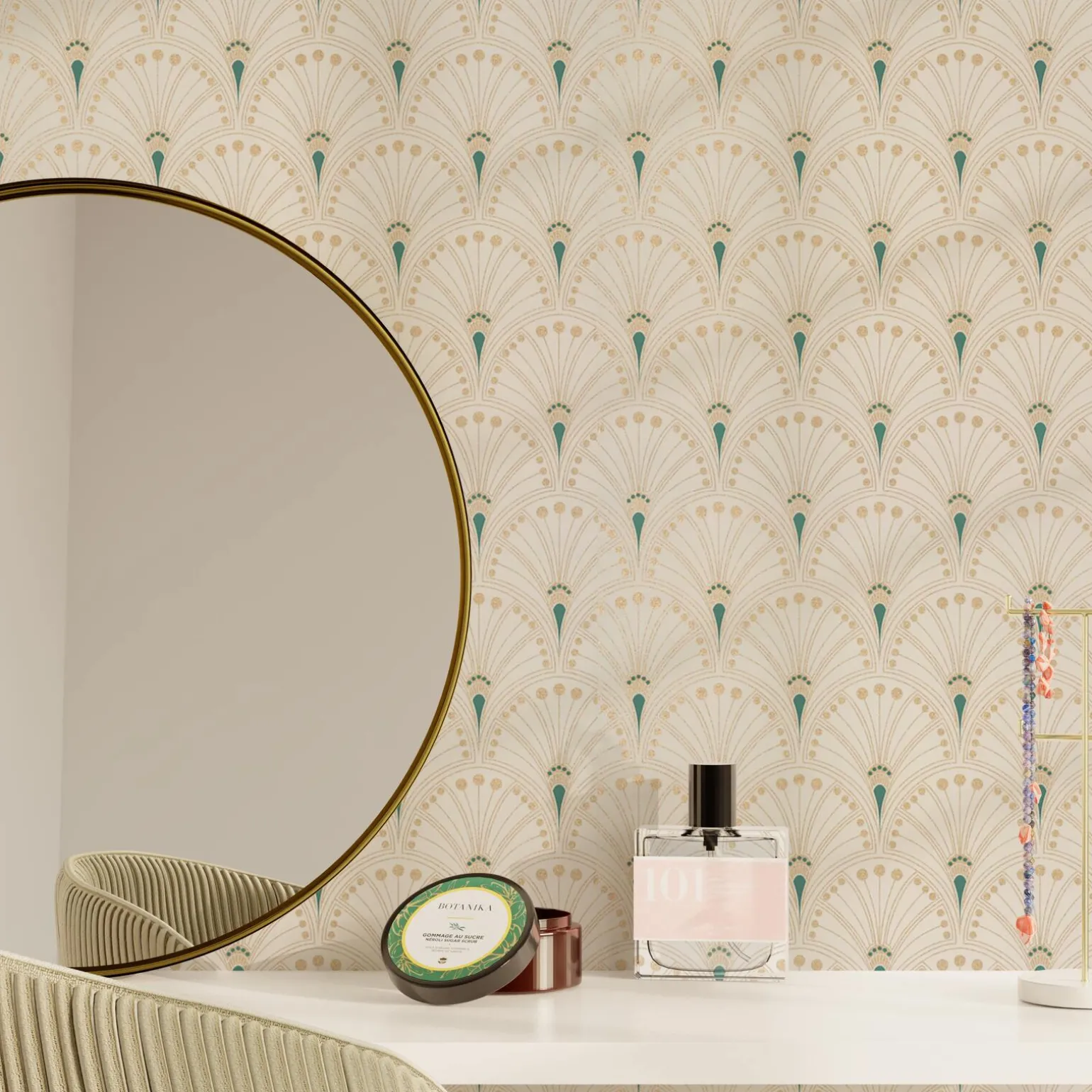 Papier peint intissé ASSIAH coloris blanc et doré - 4MURS