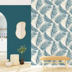 Papier peint intissé BERTILLE coloris bleu paon - 4MURS